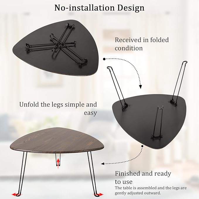 Folding Coffee Tables for Small Spaces Foldable Industrial Sofa Center Table - Image 7