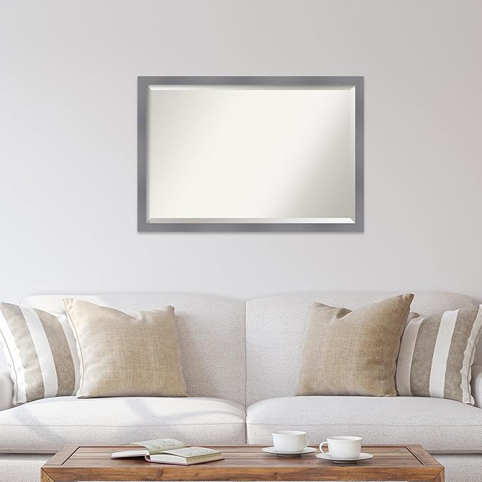 Amanti Art Grey Wall Mirror 27x39 Edwin Grey Rectangle Bathroom Mirror - Image 5