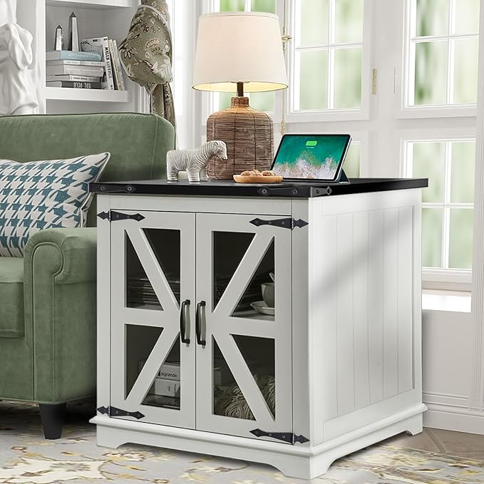 Farmhouse End Table, Rustic Square Sofa Beside Table - Image 10