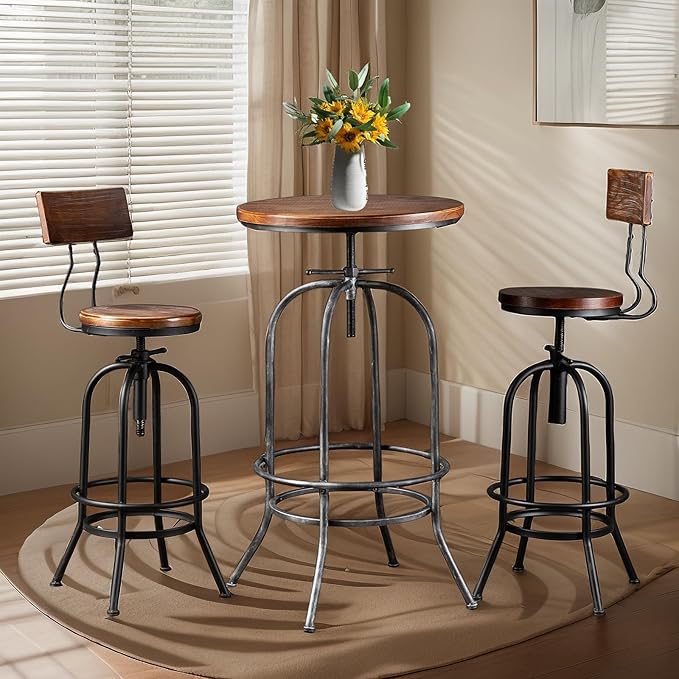 Rustic Bar Table Vintage Bistro Table Industrial Pub Table - Image 5