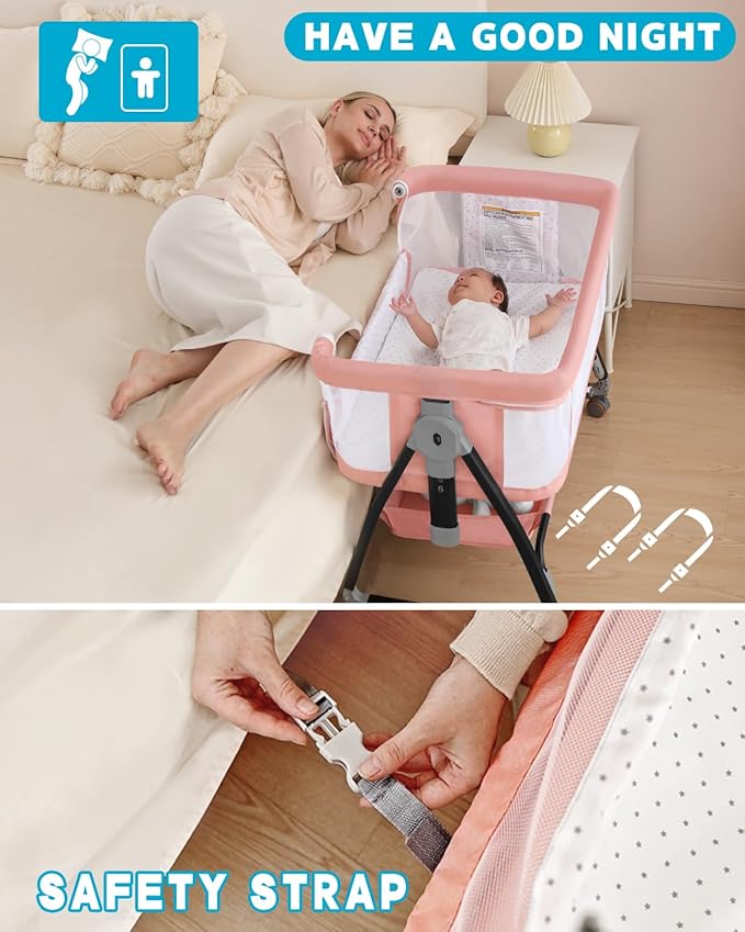 Bedside Bassinet for Baby, 3 in 1 Breathable Mesh Baby Bassinet, 6 Height - Image 6