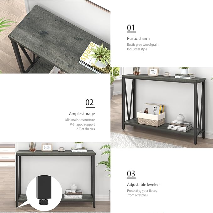 EXCEFUR Entryway Table, Rustic Wood Sofa Console Table - Image 6