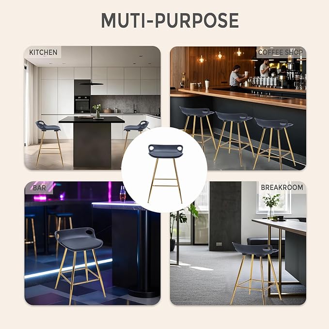 Sidanli Black Bar Stools, Barstool Set of 2, Counter Height Chairs - Image 8