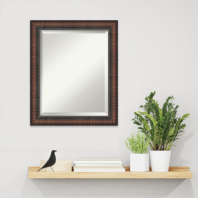 Amanti Art Brown Wall Mirror 24x20 Caleb Brown Rectangle Bathroom Mirror - Image 5