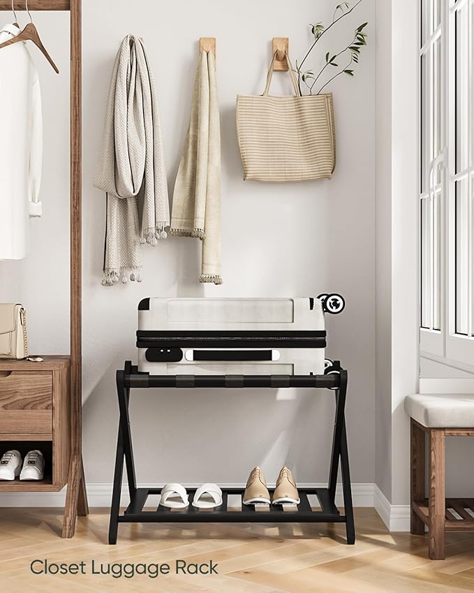 Fully Assembled Black Luggage Rack, Suitcase Stand - Image 4