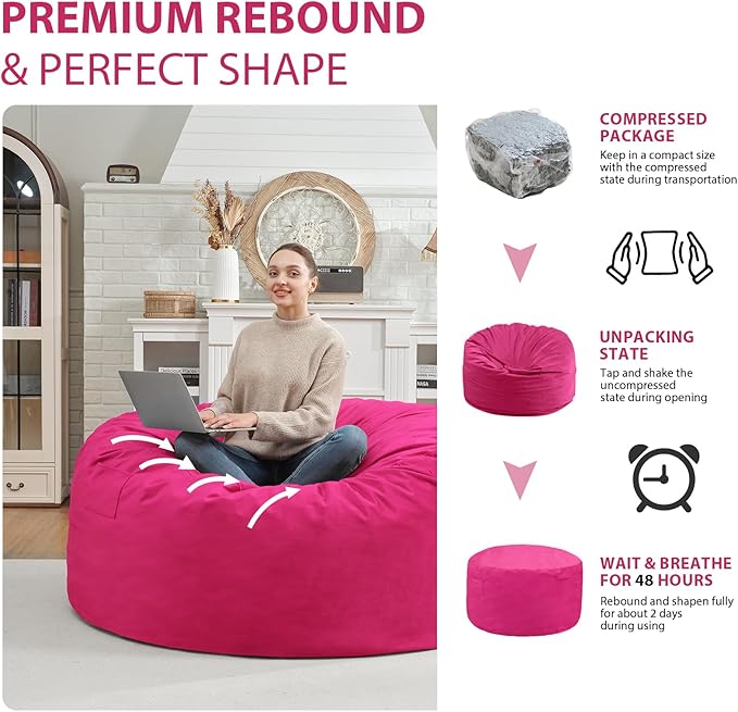 3FT Bean Bag Chair, Comfy Bean Bag Chairs - Image 6