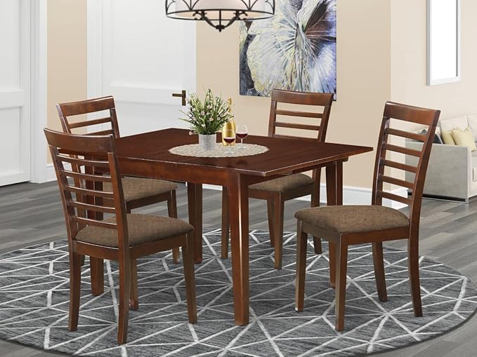 East West Furniture MILA5-MAH-C 5 Piece Kitchen Table Set - Image 6