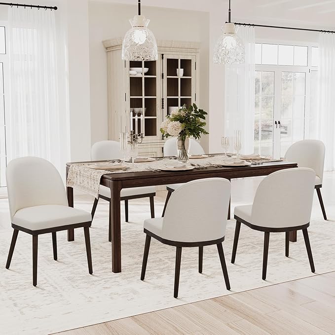 COLAMY Upholstered Dining Chairs Set of 6, Wooden Kitchen Chairs - Image 3