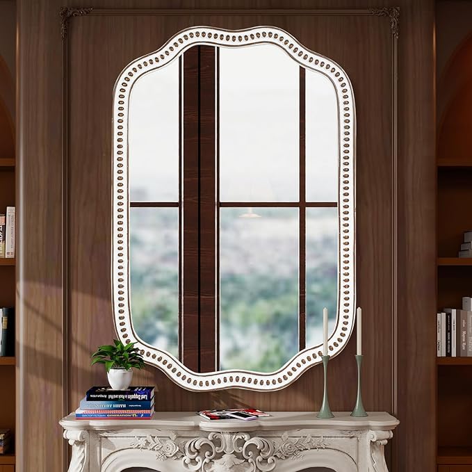 24x36 Inch Wooden Scalloped Farmhouse Mirror - Image 3
