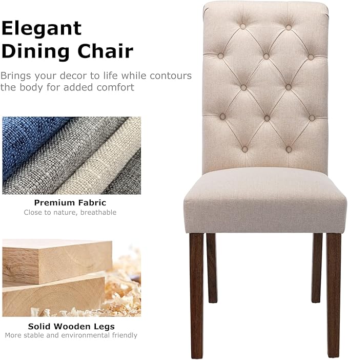 COLAMY Tufted Upholstered Dining Chairs Set of 2, Accent Parsons Chairs - Image 8