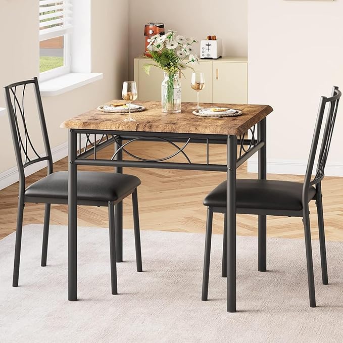 IDEALHOUSE Dining Table Set for 2, Square 3 Piece Kitchen Room Sets by IDEALHOUSE