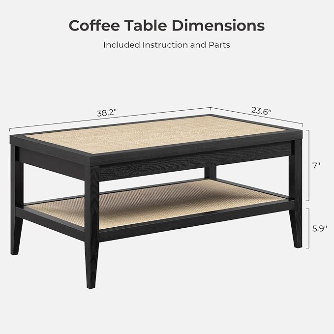 SICOTAS Rectangle Coffee Table for Living Room, Farmhouse Boho Center Table - Image 3