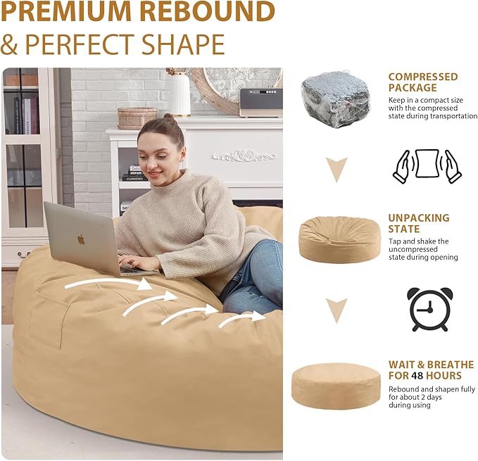 7FT Bean Bag Chair, Large Bean Bag Chairs - Image 6