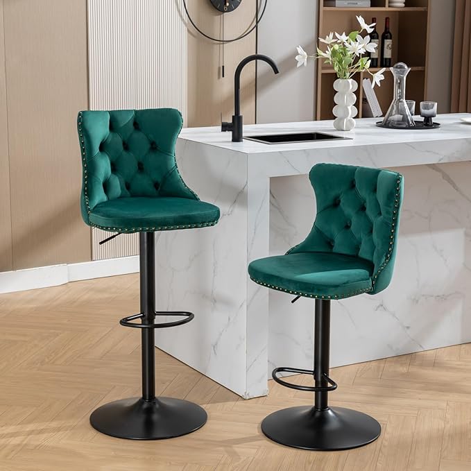 PacknWood Acosure Swivel Velvet Bar Stools Adjusatble Seat Height from 25-33" - Image 6