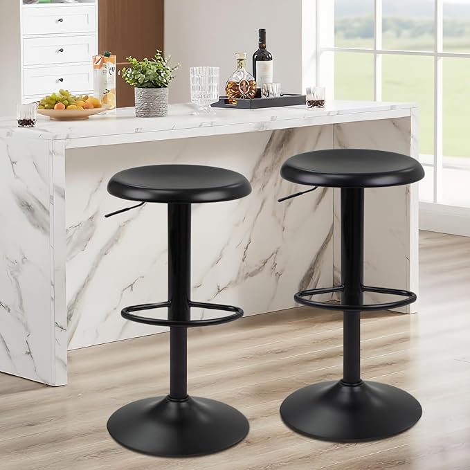 Bar Stools - 2 Pack, Adjustable Swivel Height Counter Bar Stool, Modern Metal - Image 6