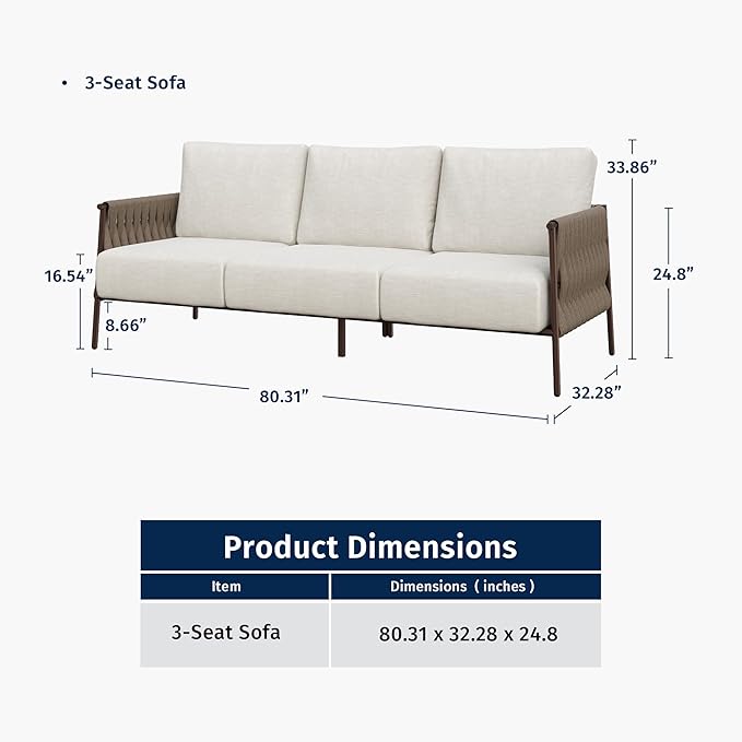 EAST OAK Life Chatter Outdoor Patio Furniture | Outdoor Sofa 3 Seats - Image 9