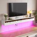 Floating TV Stand, 55IN Fully-Assembled Wall Mounted Wave Glass by FloatiCasa