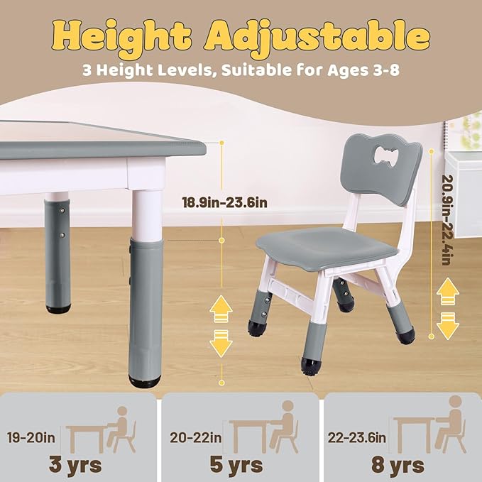 FUNLIO Kids Table and 4 Chairs Set - Image 3