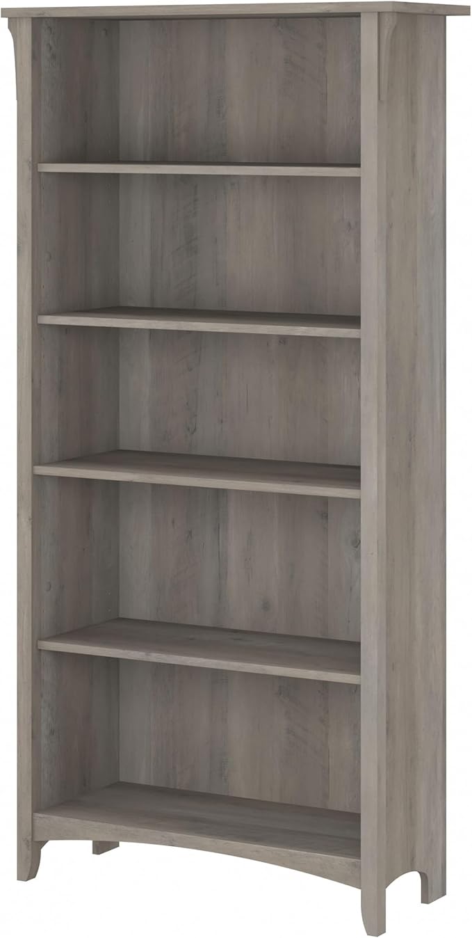 Bush Furniture Salinas 5 Shelf Bookcase in Driftwood Gray, Tall Bookshelf - Image 9