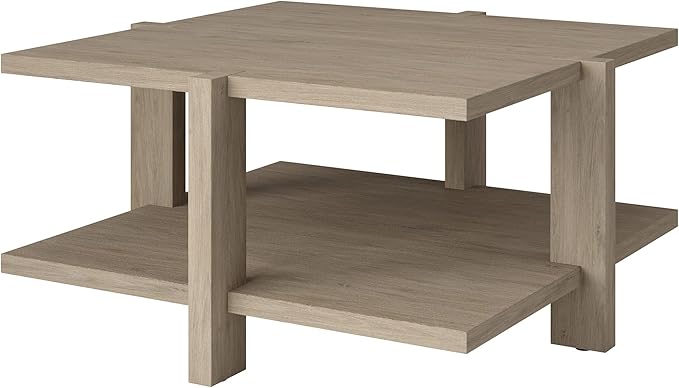 Henn&Hart 35" Wide Square Coffee Table in Antiqued Gray Oak, - Image 5