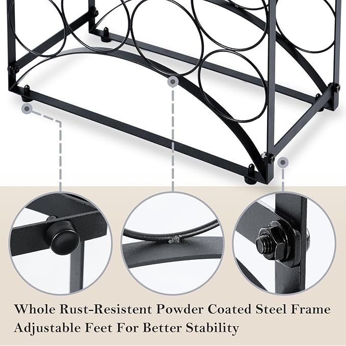NOBLEMOOD 8 Bottles Countertop Wine Rack, Metal Tabletop Wine Bottles Holder - Image 4