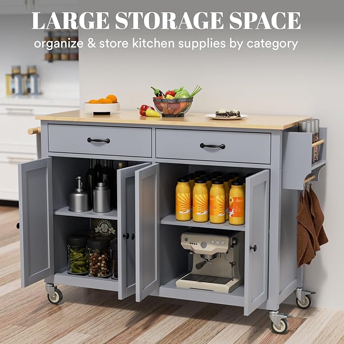 Rovibek Large Kitchen Island on Wheels - Image 3