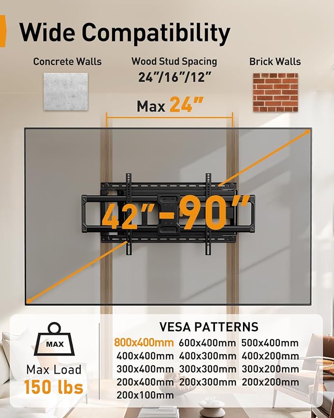 Perlegear Long Arm Full Motion TV Wall Mount - Image 2