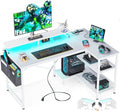ODK 48 Inch Gaming Desk with USB Charging Ports and LED Lights, Reversible L by ODK