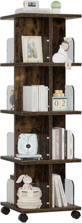 VECELO Rotating Bookshelf with Brake Wheels, 4 Tier Revolving Bookcase by VECELO