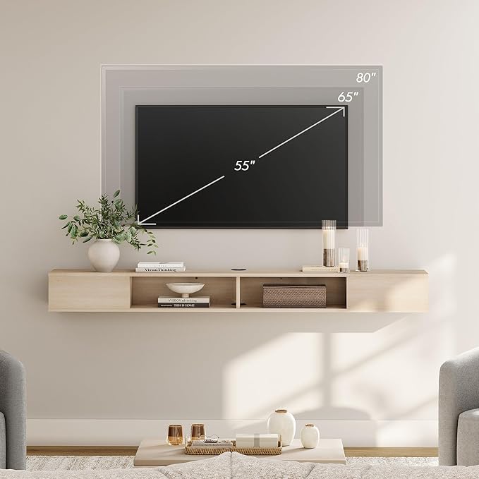 WAMPAT 70 inch Floating TV Stand, Entertainment Center Media Console, Wall - Image 2