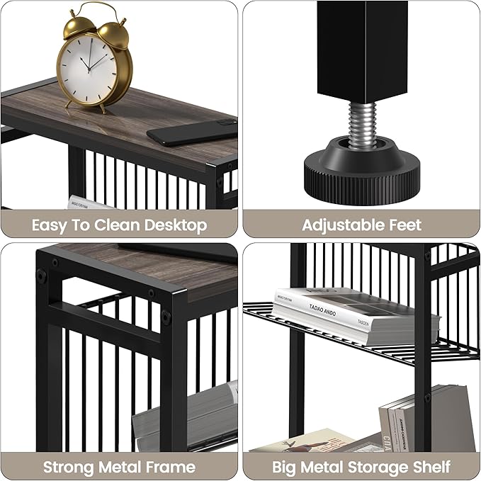 Small Side Table Set of 2 for Small Space, 3-Tier Narrow End Tablewith Magazine - Image 6