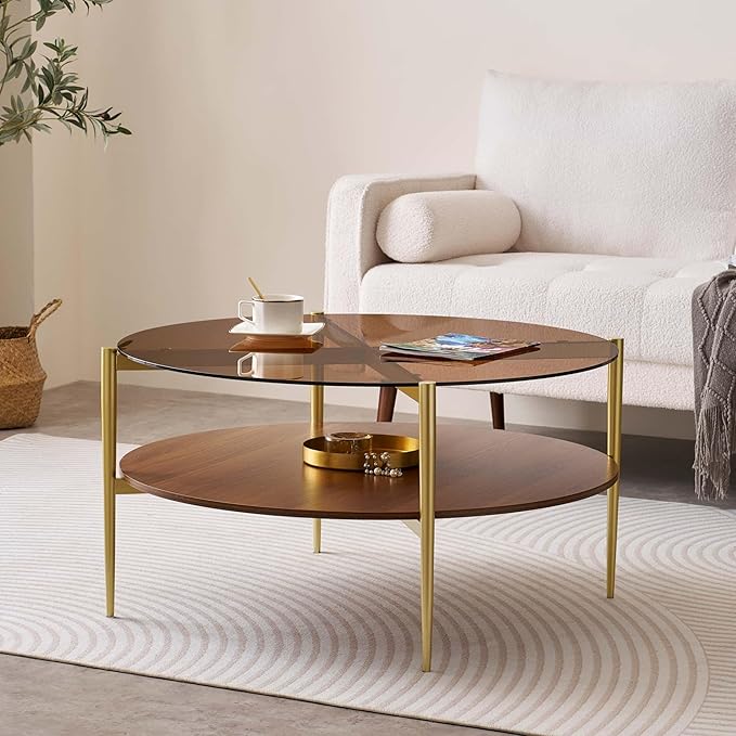 Extra Large Round Coffee Table, Mid-Century Modern Design, D34 x H17 in - Image 3