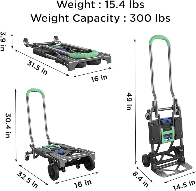 COSCO Shifter Multi-Position Folding Hand Truck and Cart, 300 lb. Weight - Image 7
