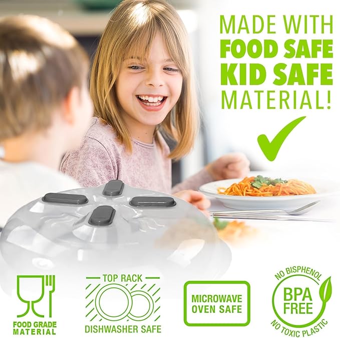 Magnetic Splatter Cover, 12-Inch Clear BPA-Free Food Lid, Vented Plate Guard - Image 7