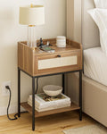 Nightstand with Charging Station, 3-Tier Bedside Table by Unknown