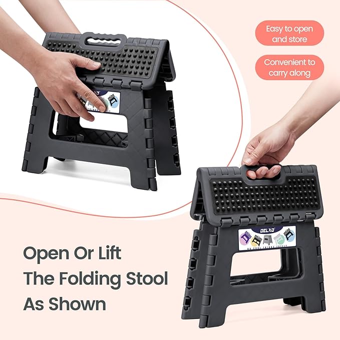 Delxo Folding Step Stool 9 Inch, Non-Slip Foldable Stools Up to 300 LBS - Image 5