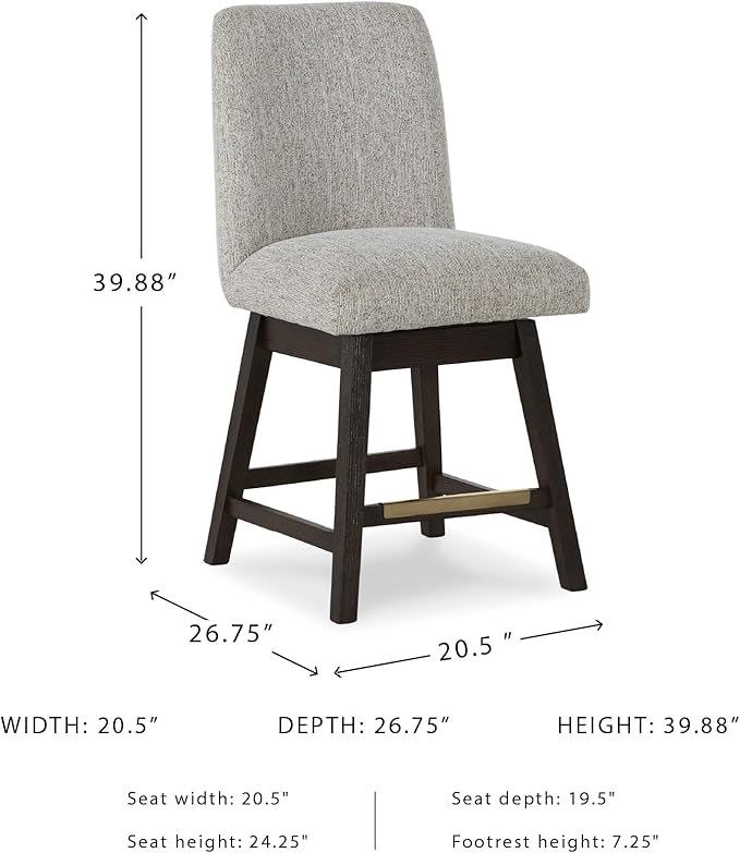 Signature Design by Ashley Burkhaus Urban Counter Height Upholstered Swivel Bar - Image 3