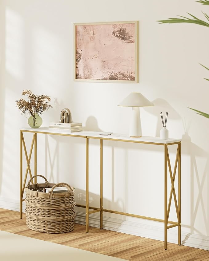 Masupu 63" Console Table, Modern Narrow Long Sofa Table Behind Couch, Skinny - Image 2