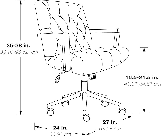 OSP Home Furnishings Waltham Adjustable Height and Tilt, Swivel Home Office - Image 3
