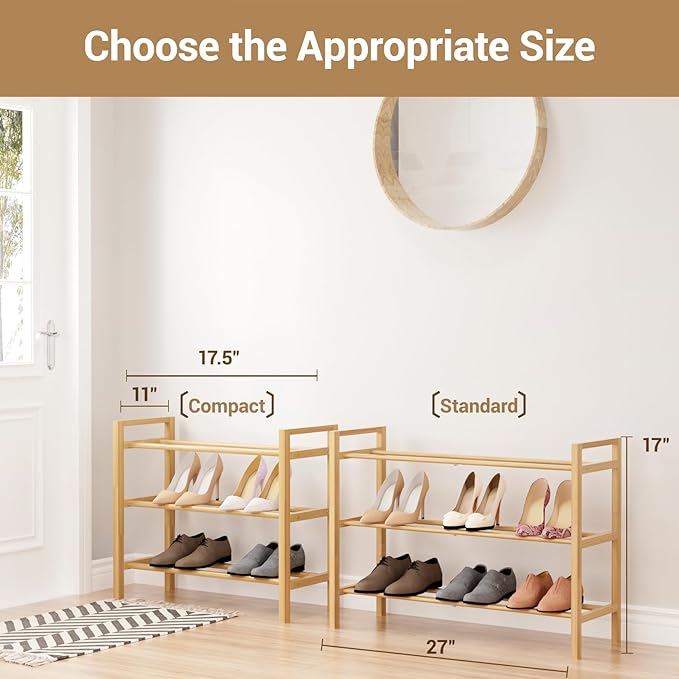 Haddockway Bamboo Shoe Rack for Closet, Free Standing Shoe Organizer - Image 3