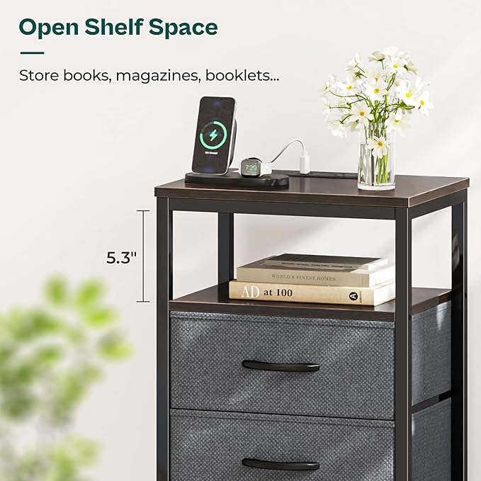 Huuger Nightstands Set of 2, 27.6 Inch End Tables - Image 2
