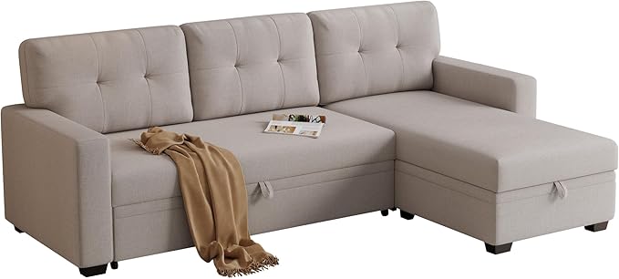 Ball & Cast Convertible Sectional Sleeper Sofa Bed L Shaped 4 in 1 Pull Out - Image 11