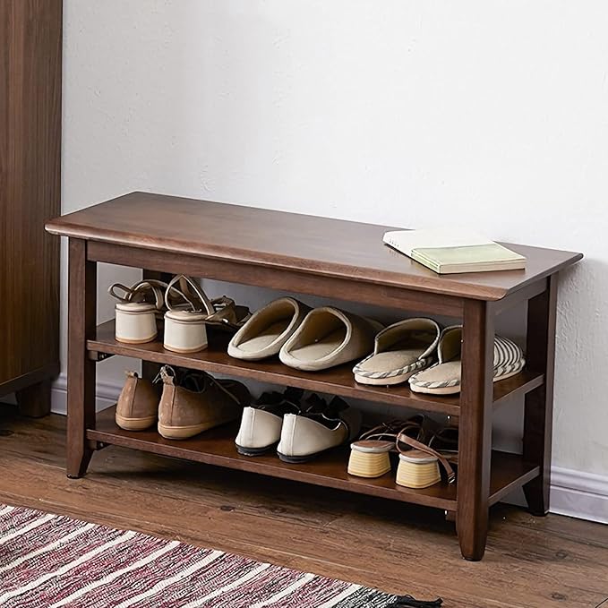 LEILISI Shoe Bench, Solid Wood Shoe Rack Bench Simple Style Shoe Storage Bench - Image 4