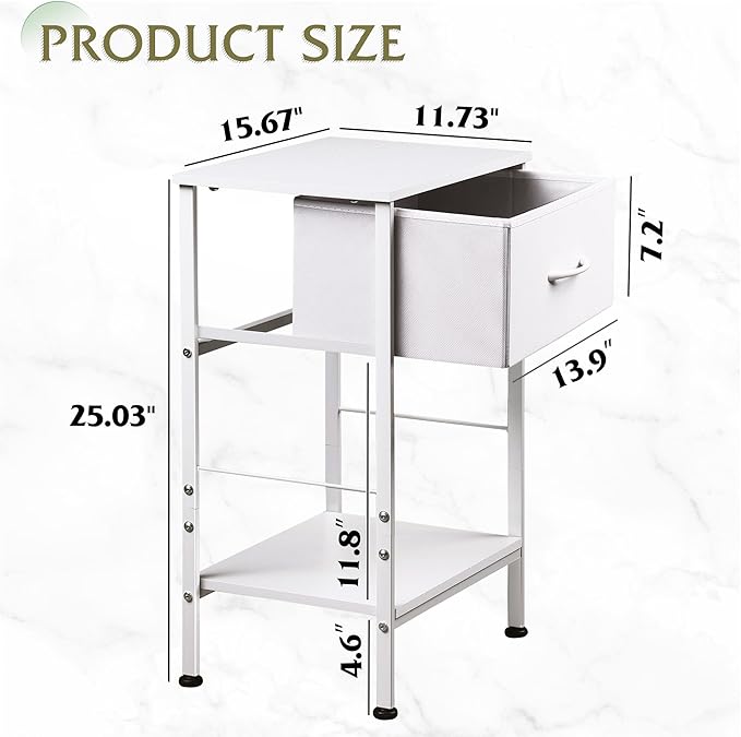 WLIVE White Nightstand, Night Stand - Image 3