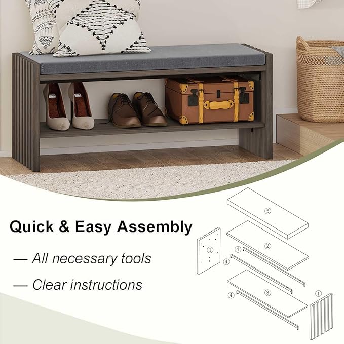 BON AUGURE Shoe Storage Bench, Entryway Bench - Image 6