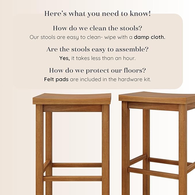 Grain & Grove Smith Collection Set of 2 Solid Wood Bar Stools, 30 inch - Image 5