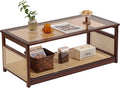 Welnow Rattan Coffee Tables for Living Room, Modern 2-Tier Coffee Table by LifeGetsBetterWithWelnow