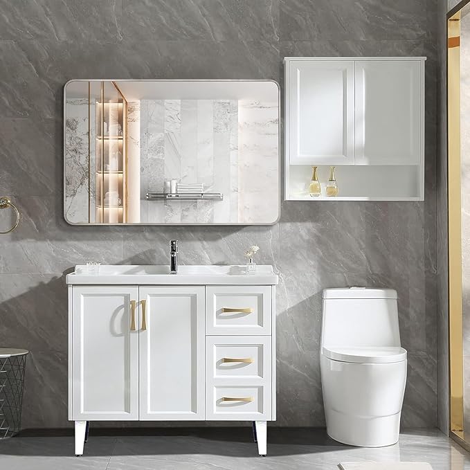 Bathroom Mirror 30x40 inch, Modern Round Corner Bathroom Vanity Mirror - Image 3