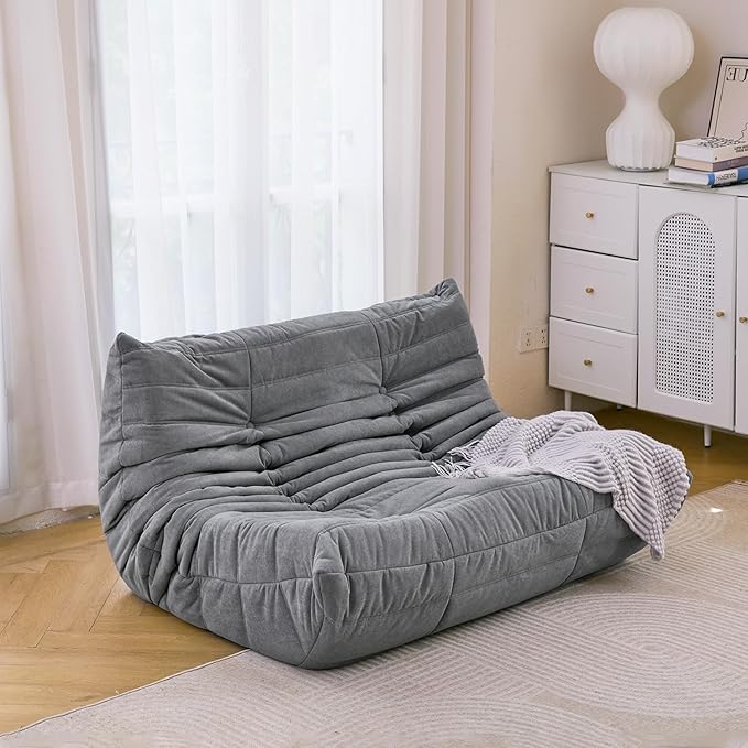 N&V Fireside Chair, Mid Century Armless Floor Sofa, Soft Premium Microfiber - Image 4