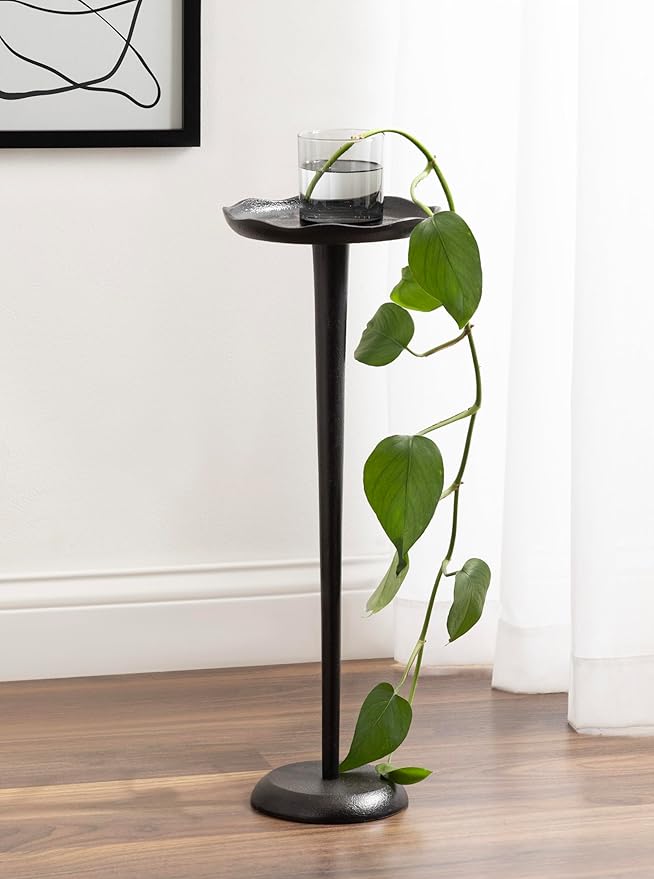 Kate and Laurel Alessia Modern Decorative Metal Drink Table; 8 x 8 x 22; Black; - Image 4